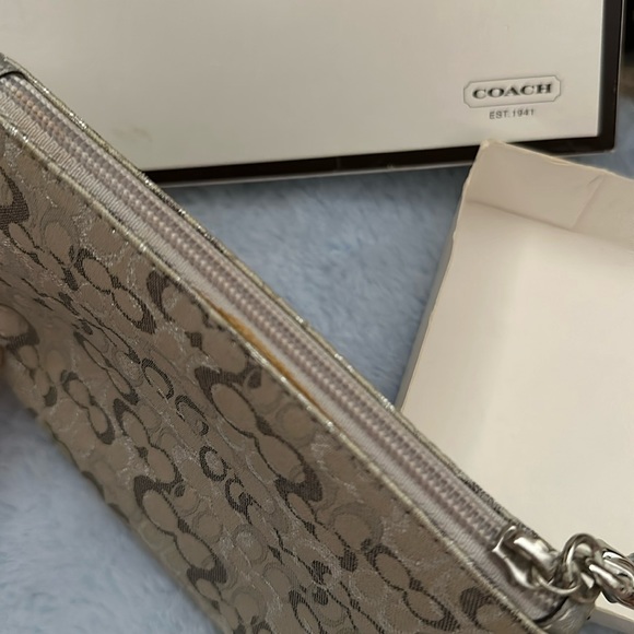 Coach Metallic Silver Signature Collection Wristlet - Picture 5 of 7